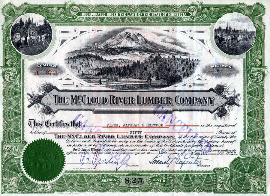 Sacramento River California Transportation Company Stock Certificate 